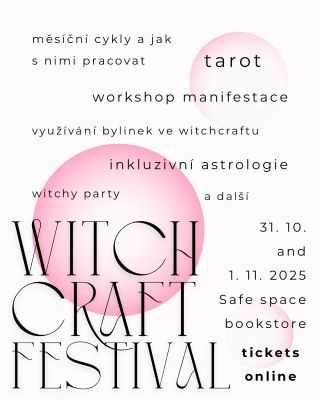 Kompletní program našeho WITCHCRAFT FESTIVALU je venku! 💕 Konat se bude 31. 10. A 1. 11. u nás v Safe space bookstore na...