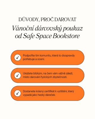 Víte o tom, že můžete k Vánocům, pokud je slavíte, darovat DÁRCOVSKÝ CERTIFIKÁT, že jste přispělx Safe space bookstore na...